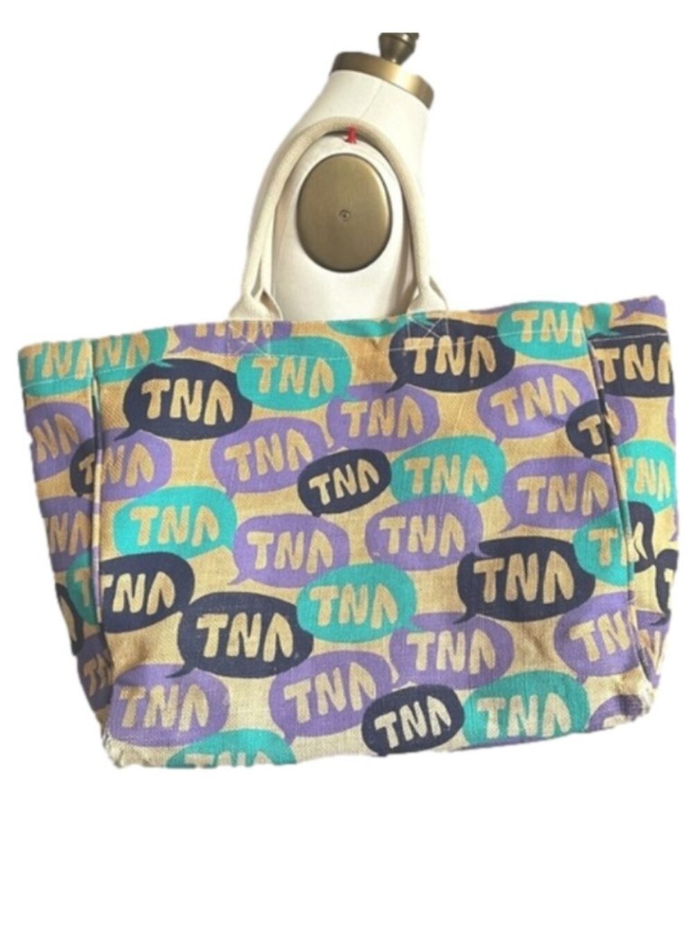 Aritzia TNA Logo Burlap Beach Bag Tote - Large